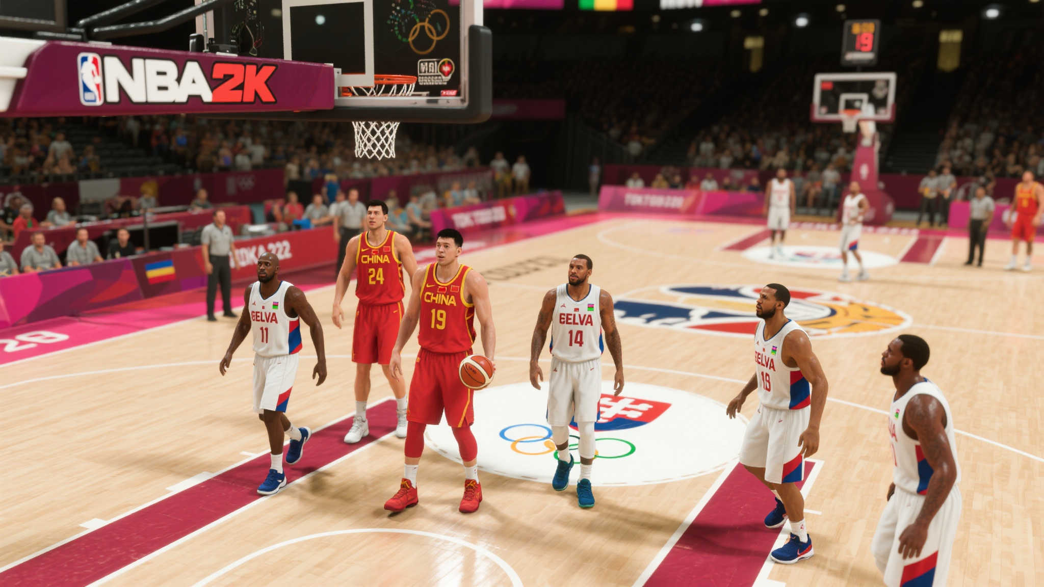 NBA2K奥运会：姚明易建联内线无敌，约基奇苦不堪言，单节狂胜17分
